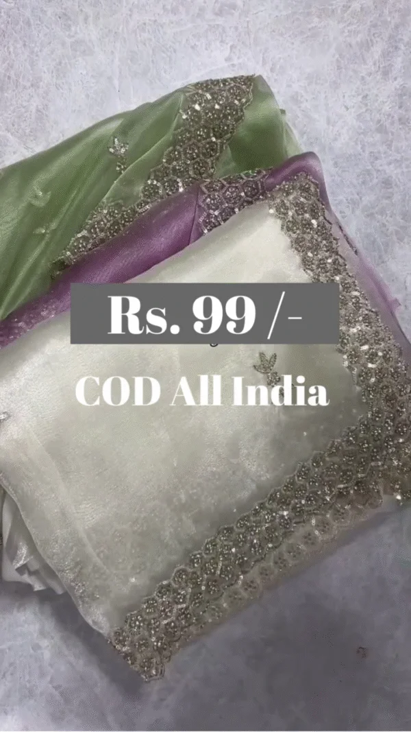 Women Beautiful Pista Color Platinum Crush Silk Saree - Image 4