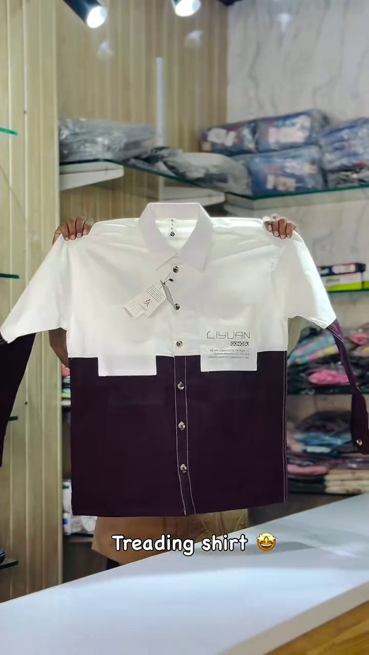 Cotton Print Detail Colour blocked Casual Shirt - Image 8