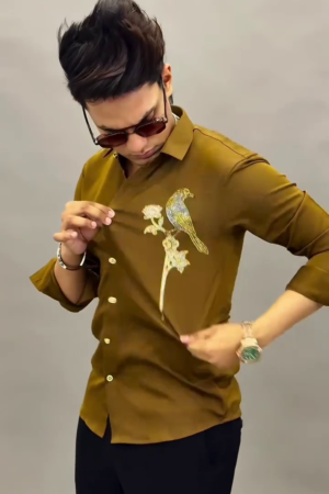 Men Embellished Slim Fit Party Shirt