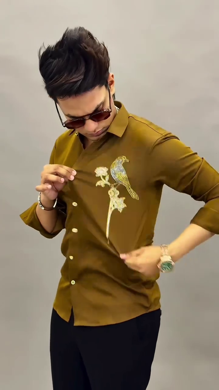 Men Embellished Slim Fit Party Shirt