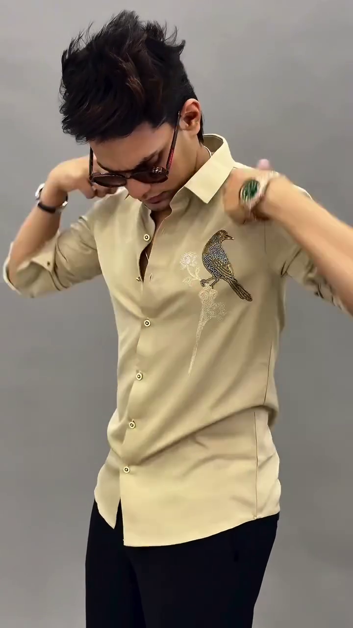 Men Embellished Slim Fit Party Shirt - Image 7