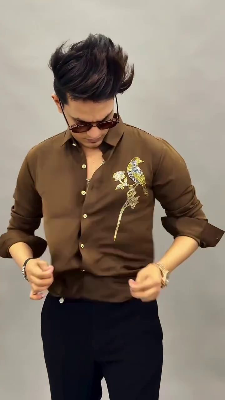 Men Embellished Slim Fit Party Shirt - Image 5