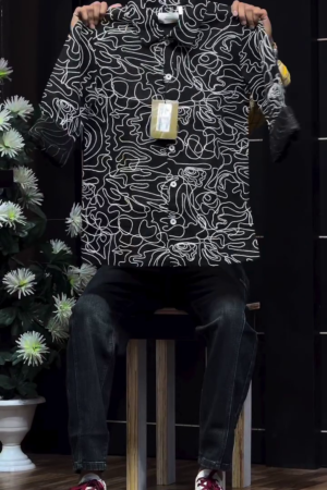Abstract Printed Monochrome Regular Fit Casual Shirt