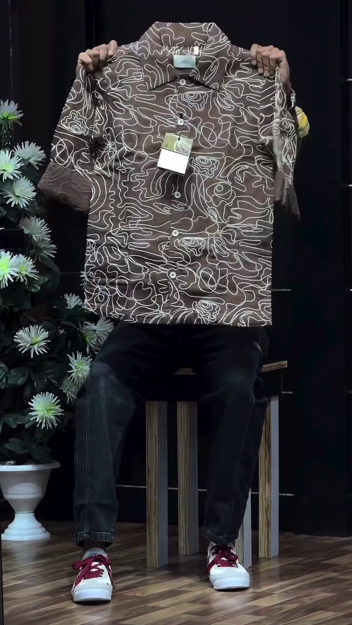 Abstract Printed Monochrome Regular Fit Casual Shirt - Image 9