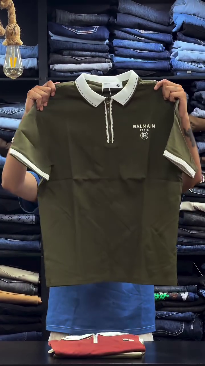 Men Brand Logo Polo Collar Polyester PU Coated Blend T-shirt - Image 6