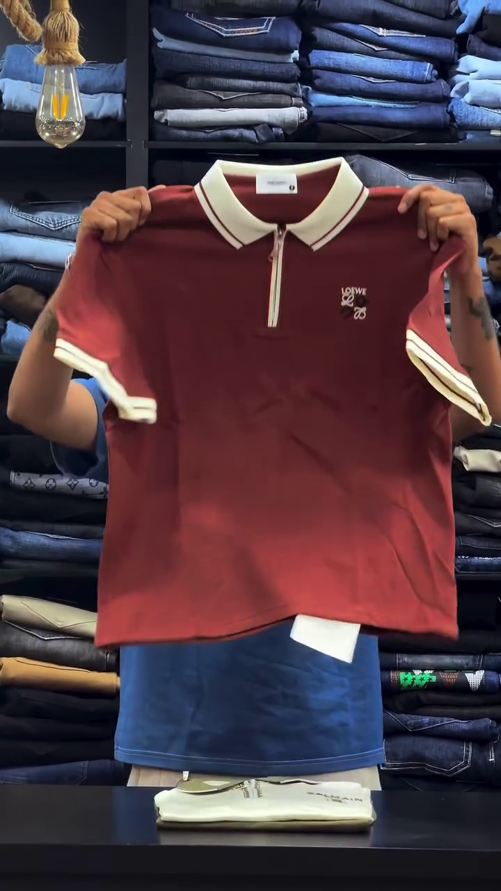 Men Brand Logo Polo Collar Polyester PU Coated Blend T-shirt - Image 5