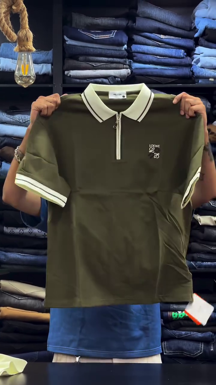 Men Brand Logo Polo Collar Polyester PU Coated Blend T-shirt - Image 3