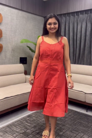 Women's Pure Cotton Solid A-line Dress