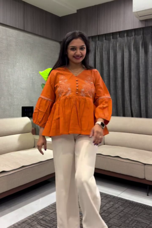 Embroidered Pure Cotton Top With Trousers Co-Ords