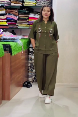 Women Embroidered Cotton Crop Shirt