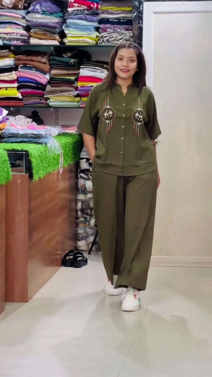 Women Embroidered Cotton Crop Shirt