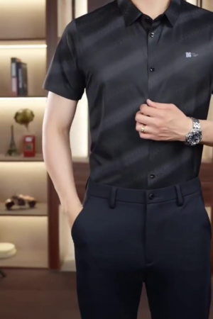Black Vertical Striped Cotton Classic Slim Fit Opaque Casual Shirt