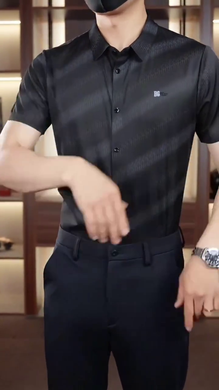 Black Vertical Striped Cotton Classic Slim Fit Opaque Casual Shirt - Image 9
