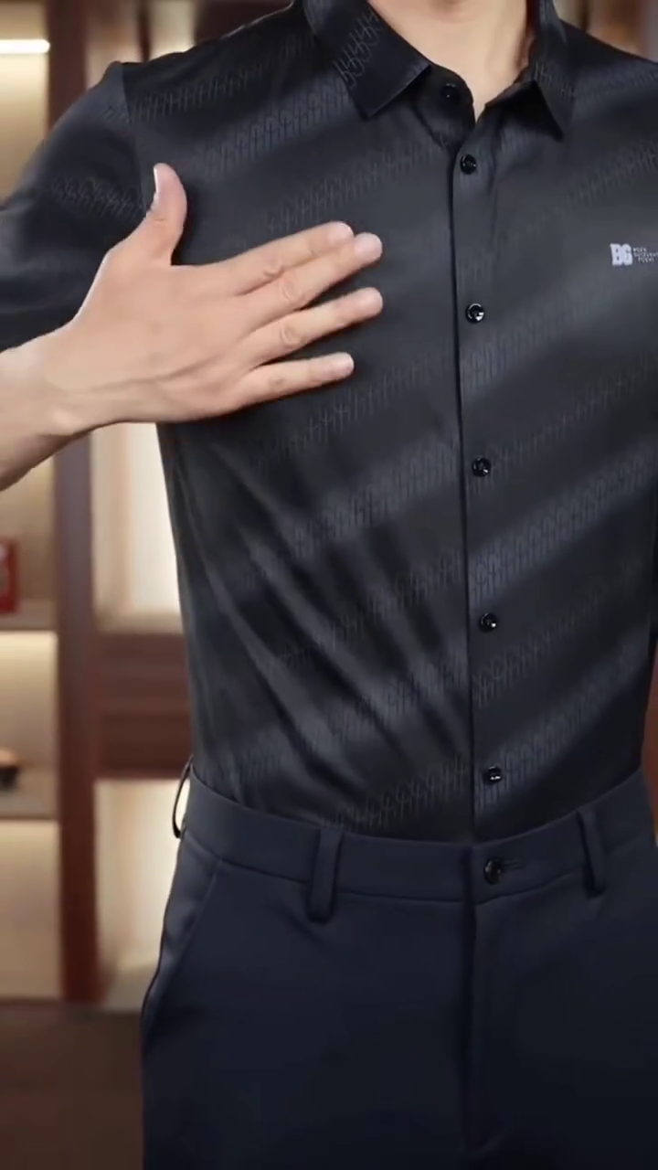 Black Vertical Striped Cotton Classic Slim Fit Opaque Casual Shirt - Image 5