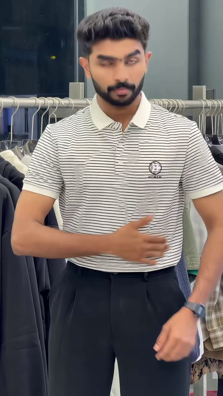 Striped Polo Collar Short Sleeves Regular Fit Cotton T-shirt - Image 4