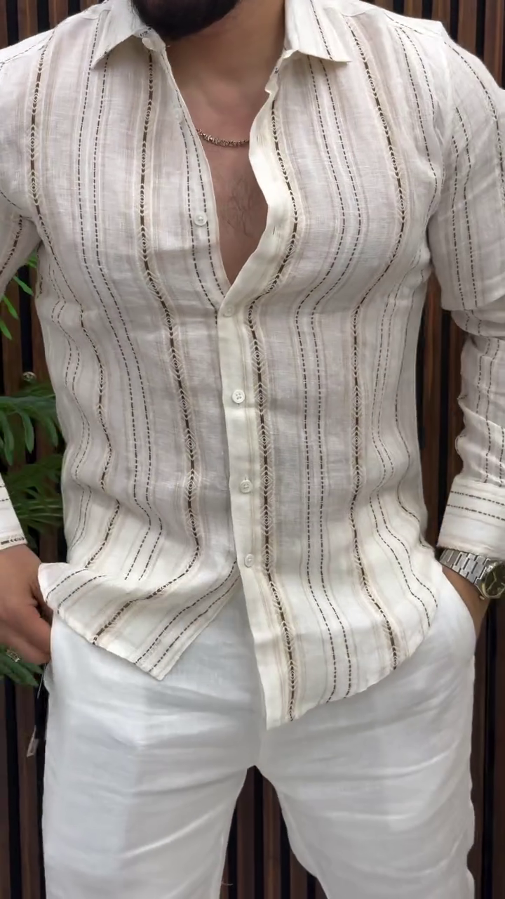 Men Striped Casual Shirt - Image 3