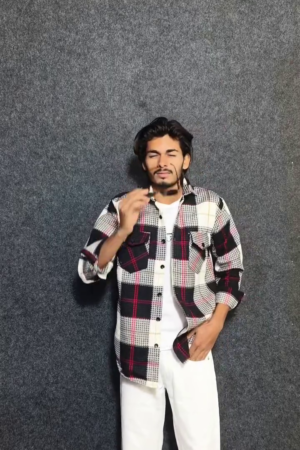 The Lifestyle Co. Men Checked Flannel Oversized Casual Shirt