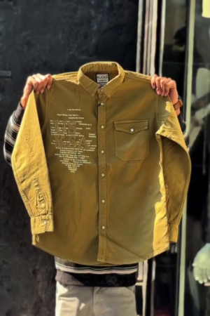 Men Brown Corduroy Slim Fit Casual Shirt