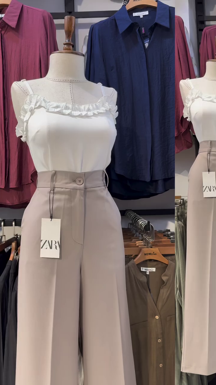 Women Olive Crest Wide Leg High Waist Pants