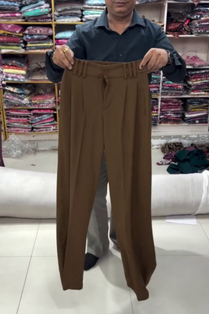 Women Smart Straight Fit High-Rise Easy Wash Pleated Korean Pants