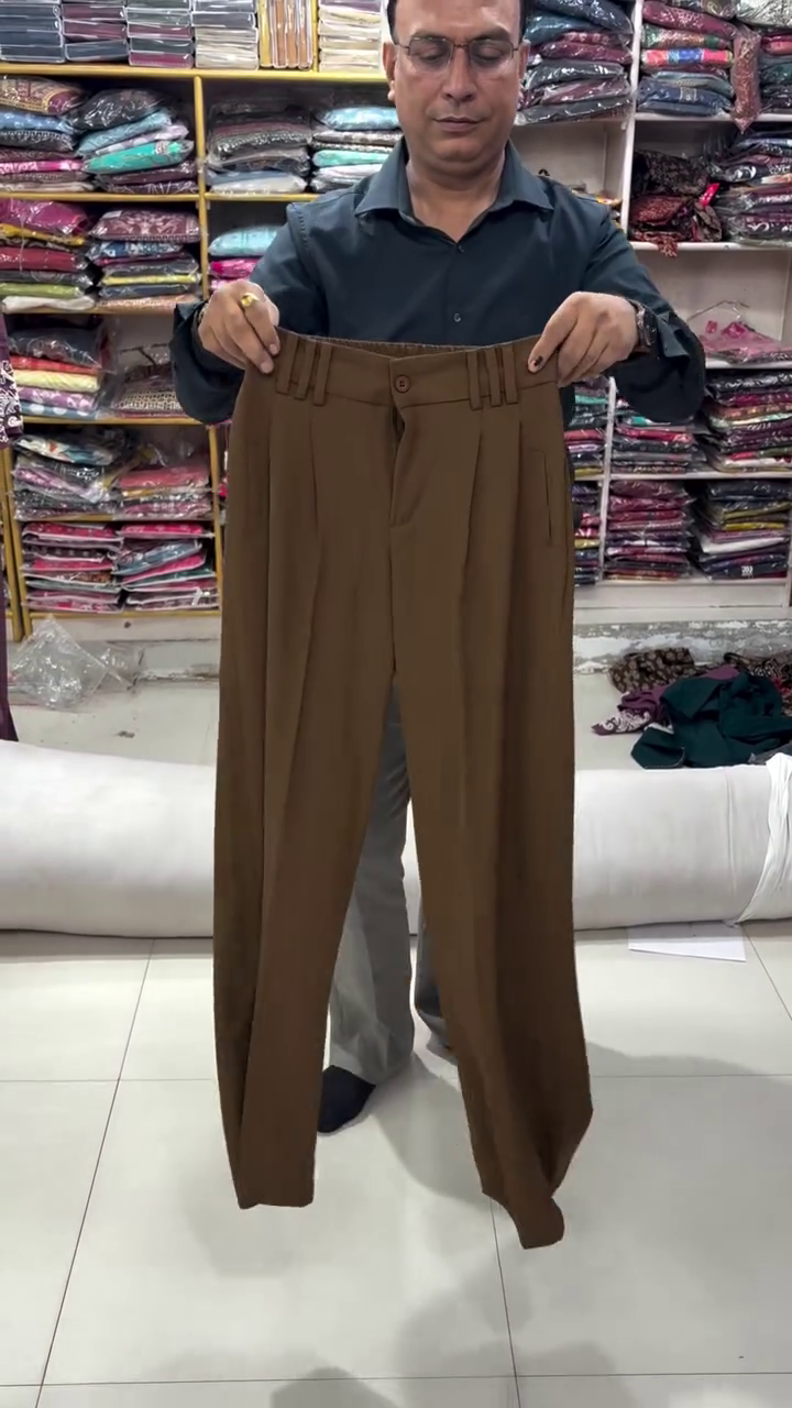 Women Smart Straight Fit High-Rise Easy Wash Pleated Korean Pants