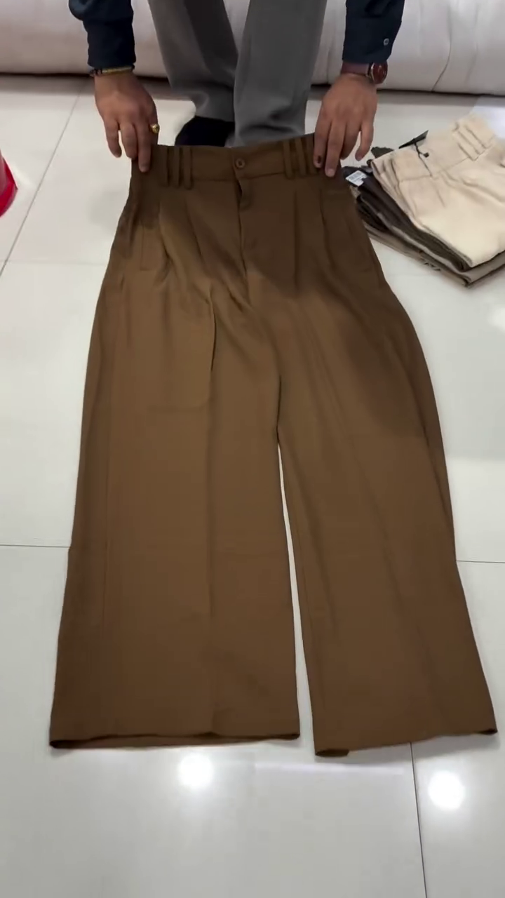 Women Smart Straight Fit High-Rise Easy Wash Pleated Korean Pants - Image 8