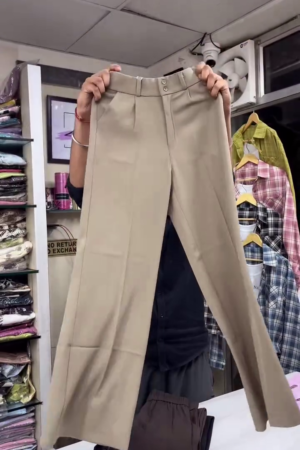 Women Relaxed Wide Leg Pleated High-Rise Wrinkle Free Parallel Trousers