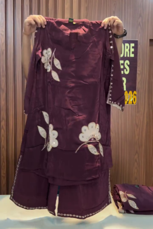 Women's Salwar Suit for Women | Ivory Muslin Sequence Embroidery Work Kurta Set for Women