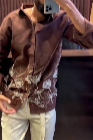 Regular Fit Birds Embroidered Shirt