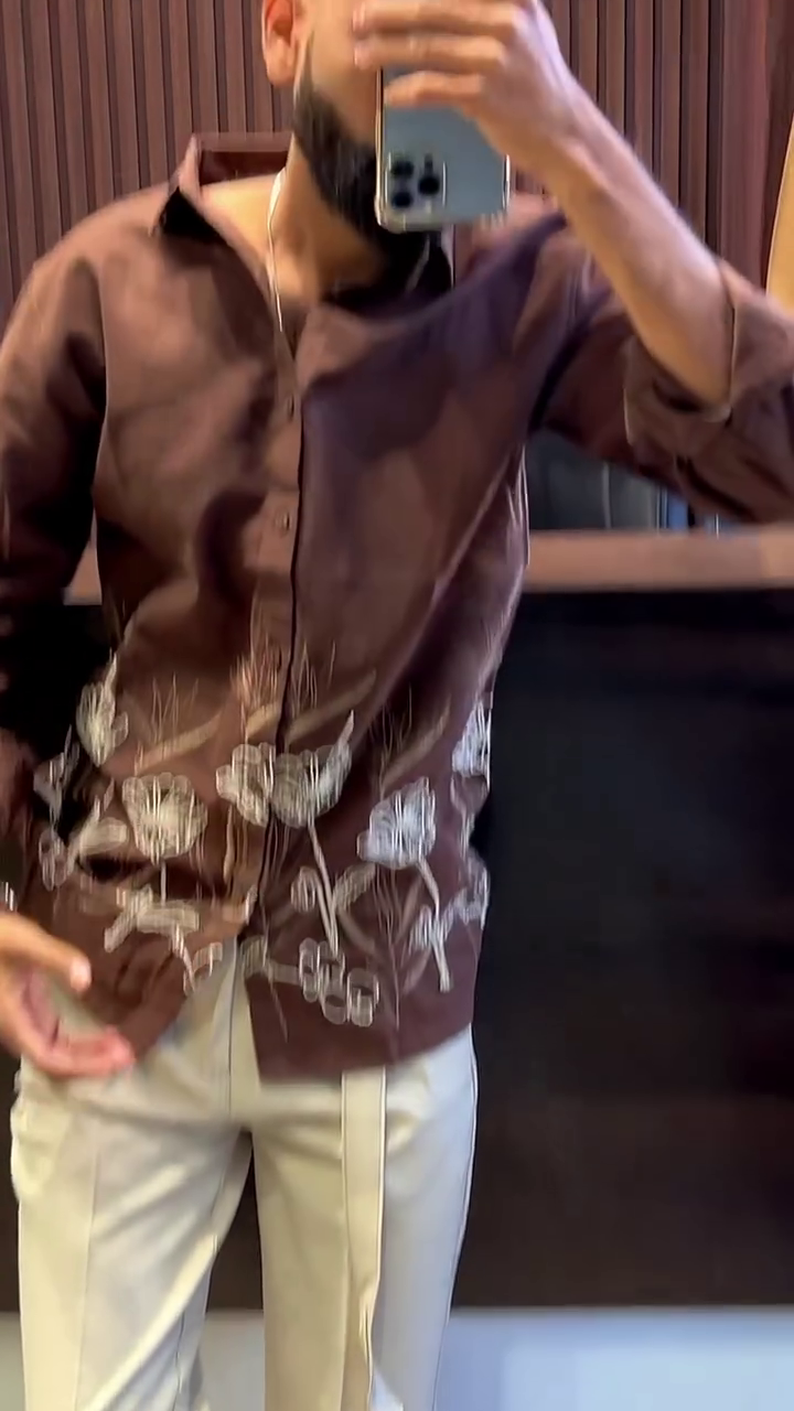 Regular Fit Birds Embroidered Shirt