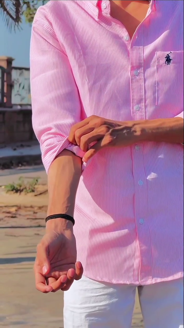 Men Pink & White Striped Cotton Casual Shirt - Image 2