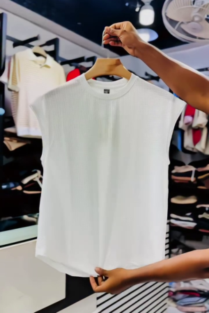 Men Ribbed Sleeveless Cut Outs T-shirt