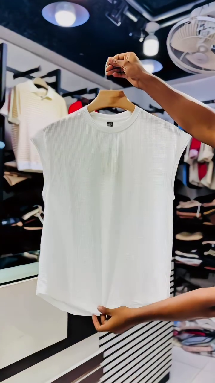 Men Ribbed Sleeveless Cut Outs T-shirt