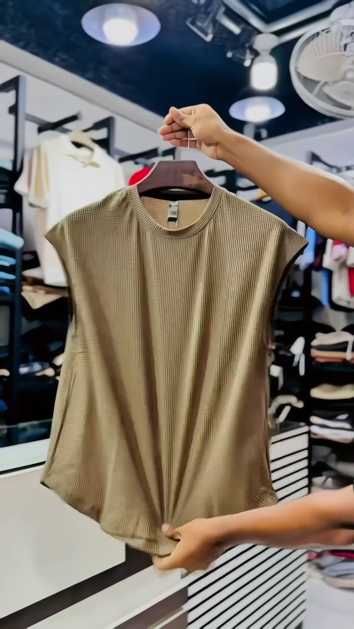 Men Ribbed Sleeveless Cut Outs T-shirt - Image 4