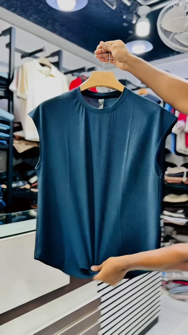Men Ribbed Sleeveless Cut Outs T-shirt - Image 3