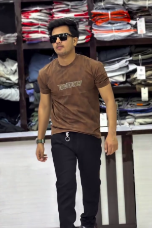 Men Embroidered Round Neck Oversized T-shirt